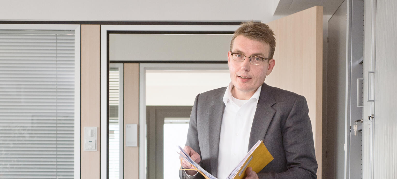 Marc Schlette in der Bezirksleitung der IG Metall NRW in Düsseldorf: Immer auf der Suche nach guten Argumenten