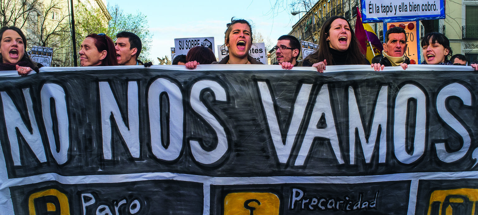 Nein, wir wandern nicht aus! No nos vamos. Demonstration der Juventud sin futuro in Madrid.