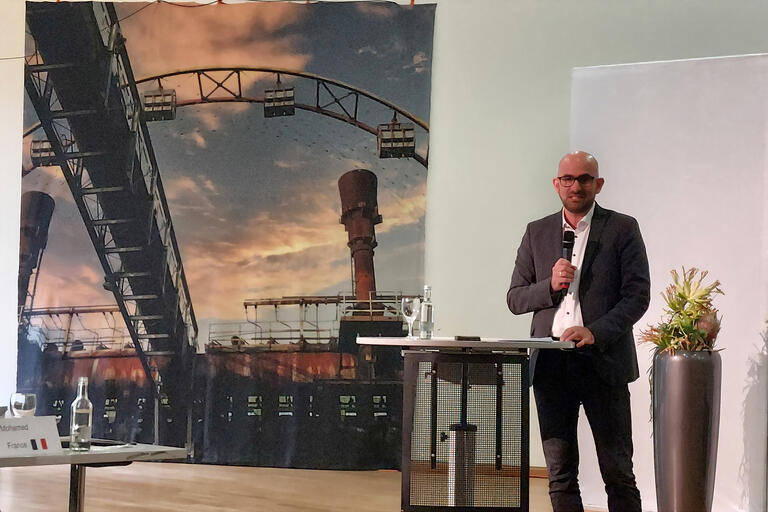 Matthias Krebs, Vorsitzender des Europaforums des Chemiekonzerns Evonik bei einem Vortrag