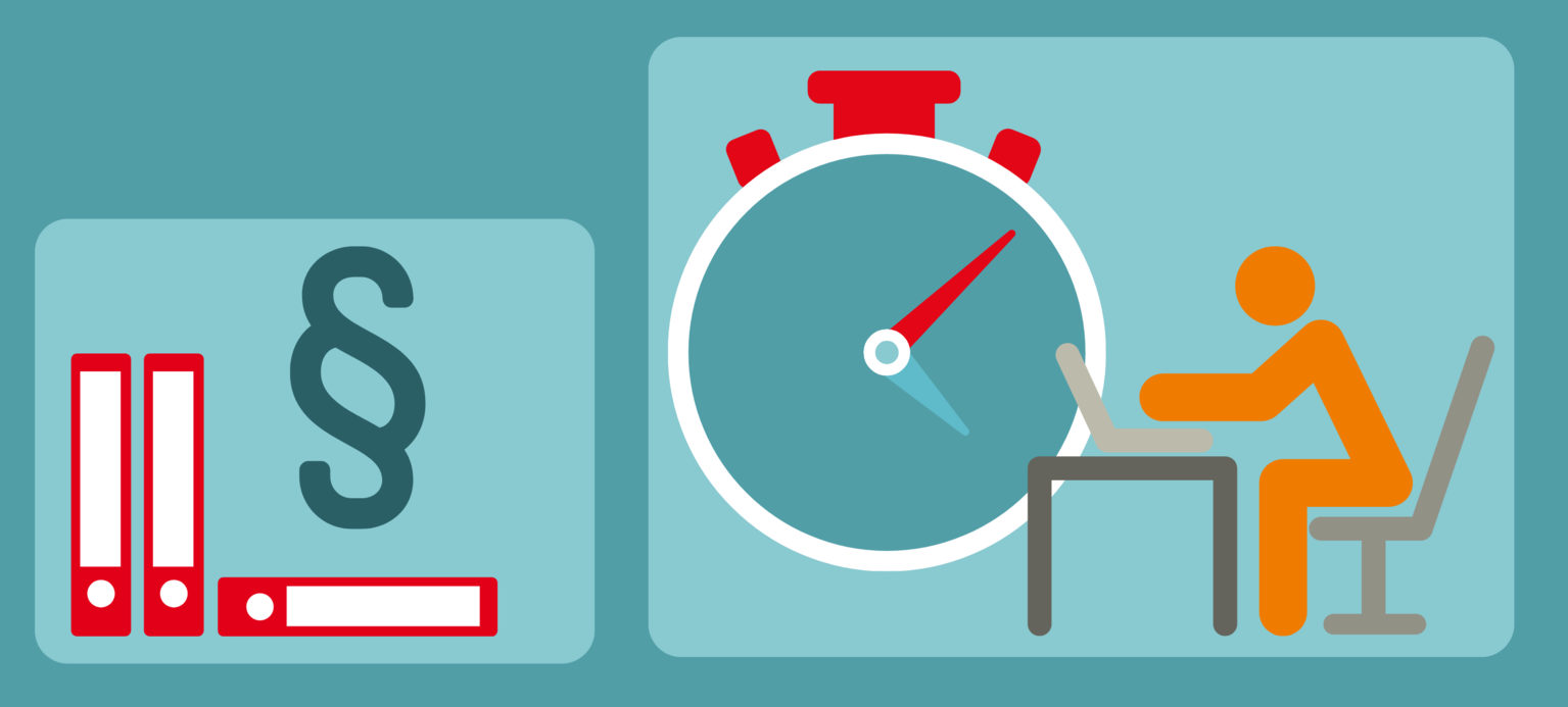 Symbolbild für das Faktenblatt zur Arbeitszeitdebatte | Stoppuhr  | arbeitende Person