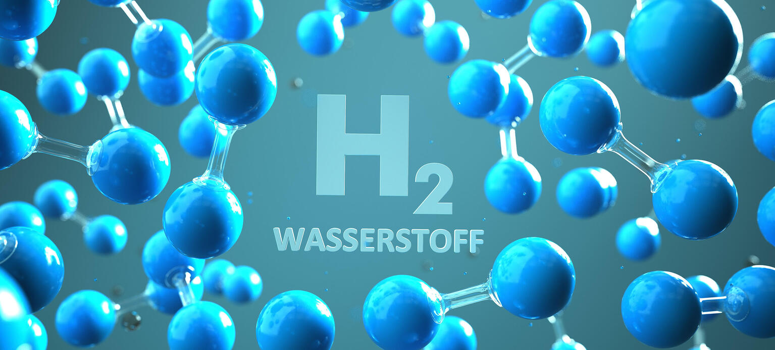 Wasserstoff, translate Hydrogen. 3d illustration. 
