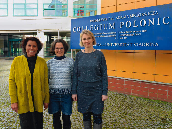 Corinna Kleinke, Antonina Balfanz und Astrid Kapler (v. l.) arbeiten im Collegium Polonicum in Słubice für den Studiengang interkulturelle Germanistik.