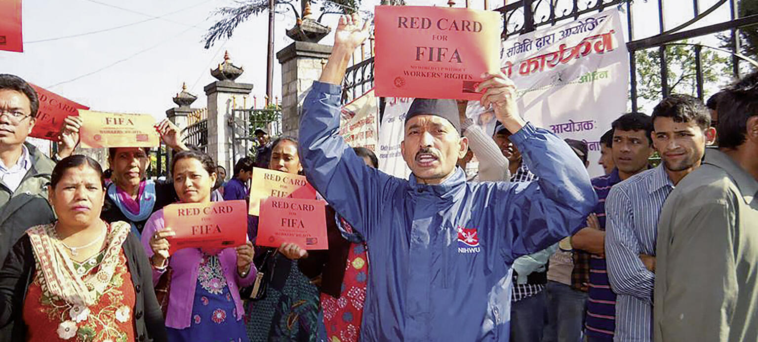 Arbeiter protestieren gegen die Arbeitsbedingungen in Kata