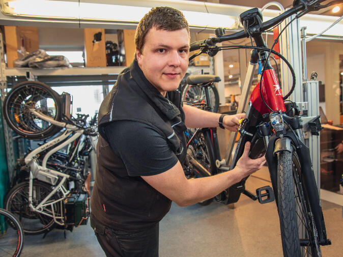 Foto: Frank Stresemann beim Fahrradhändler Zweirad Prumbaum