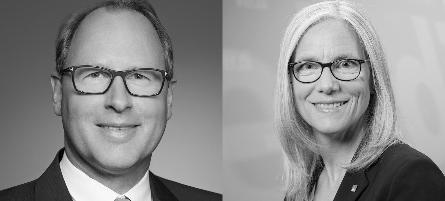 Porträtfotos von Stefan Genth (HDE), li. und Silke Zimmer (Verdi), re.