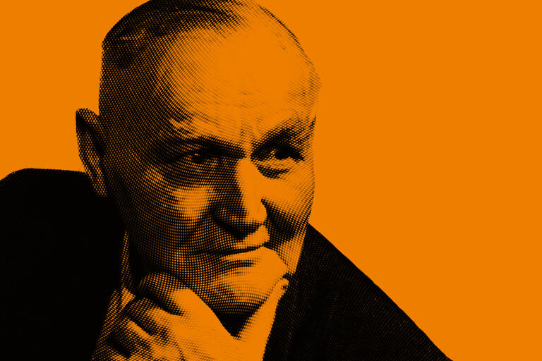 Grafik Hans Böckler mit orangem Hintergrund