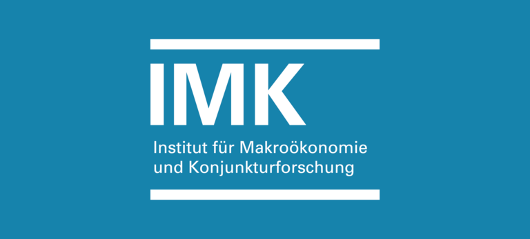Logo Institut für Makroökonomie und Konjunkturforschung, weiß auf blauem Grund