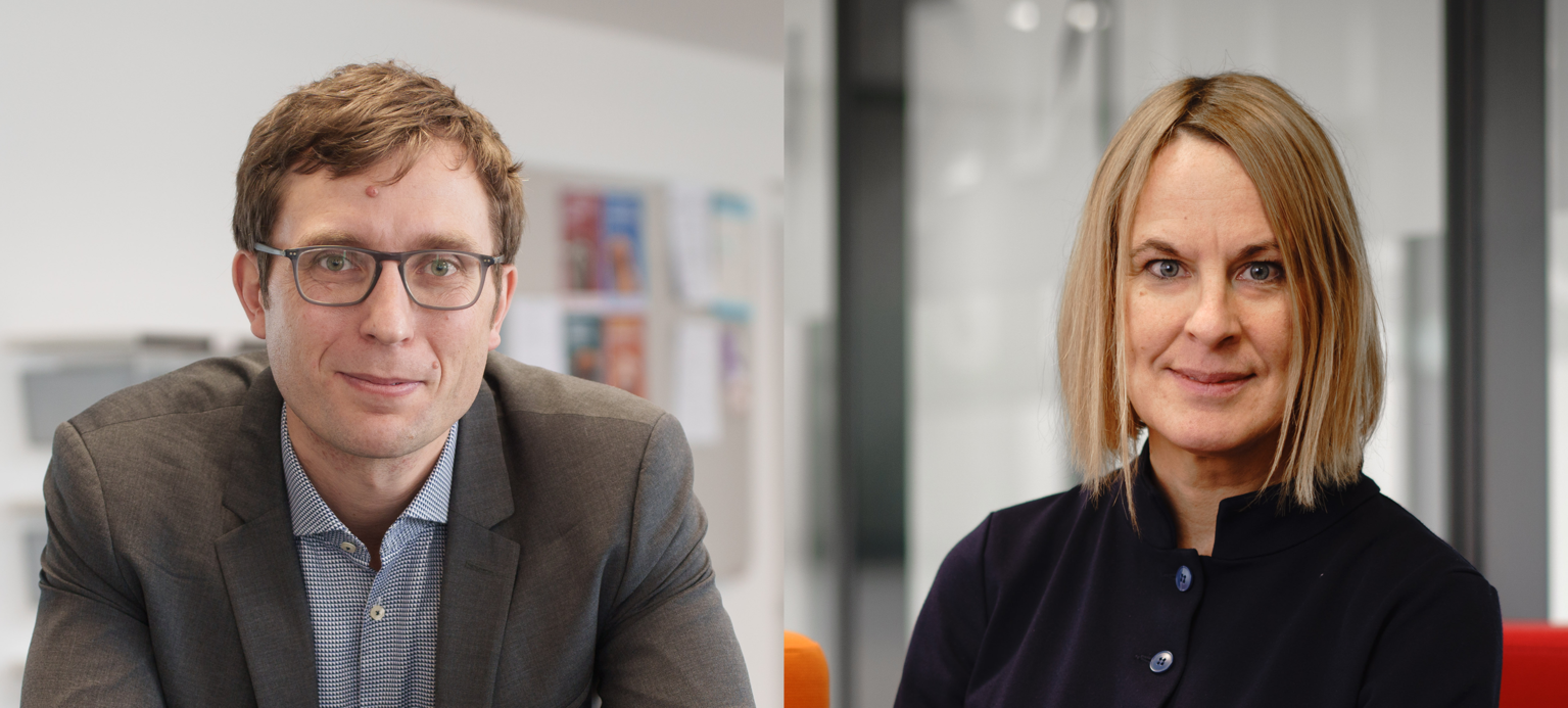 Ernesto Klengel, HSI Direktor, links und Christina Schildmann, Leiterin der Forschungsförderung, rechts