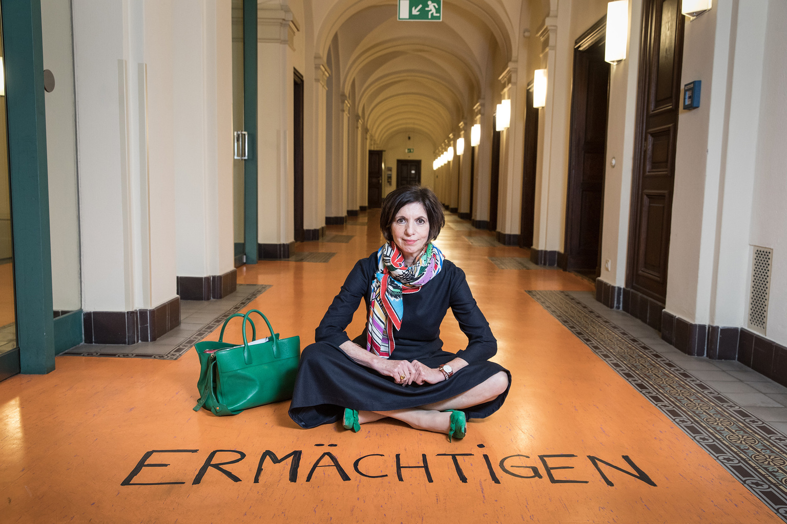 Jutta Allmendinger Präsidentin des Wissenschaftszentrums Berlin für Sozialforschung (WZB), mit Schriftzug 'Ermächtigen'