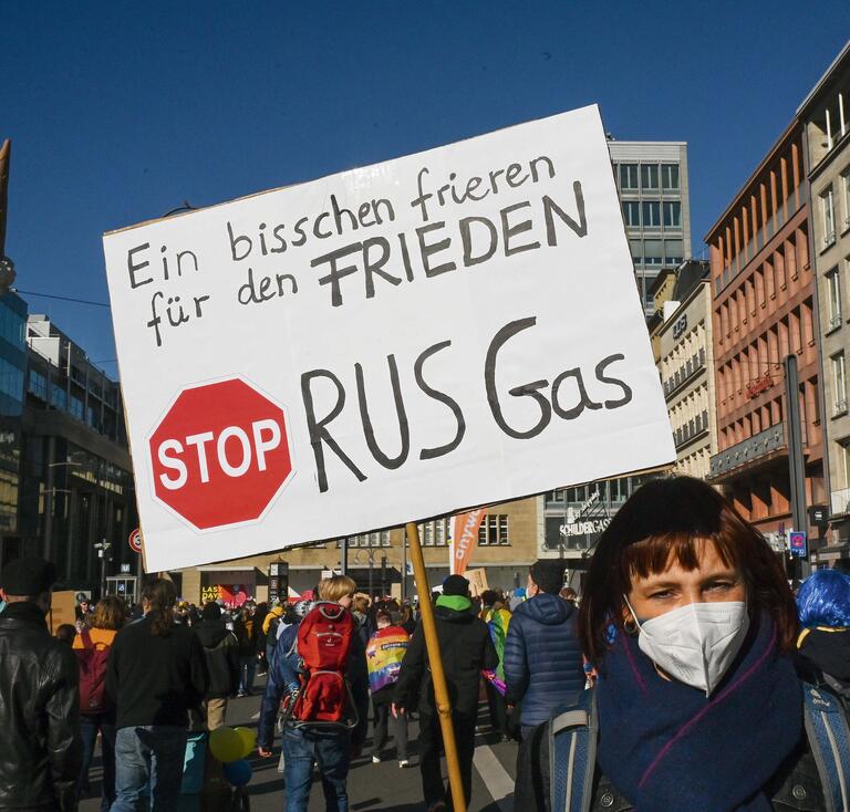 Proteste gegen Gas aus Russland in Köln (2022).