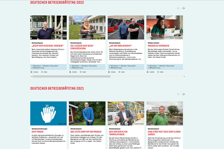 Übersicht der Projekte des Deutschen Betriebsrätetags 2021 und 2022.