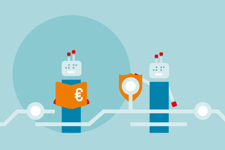  Roboter am Schreibtisch