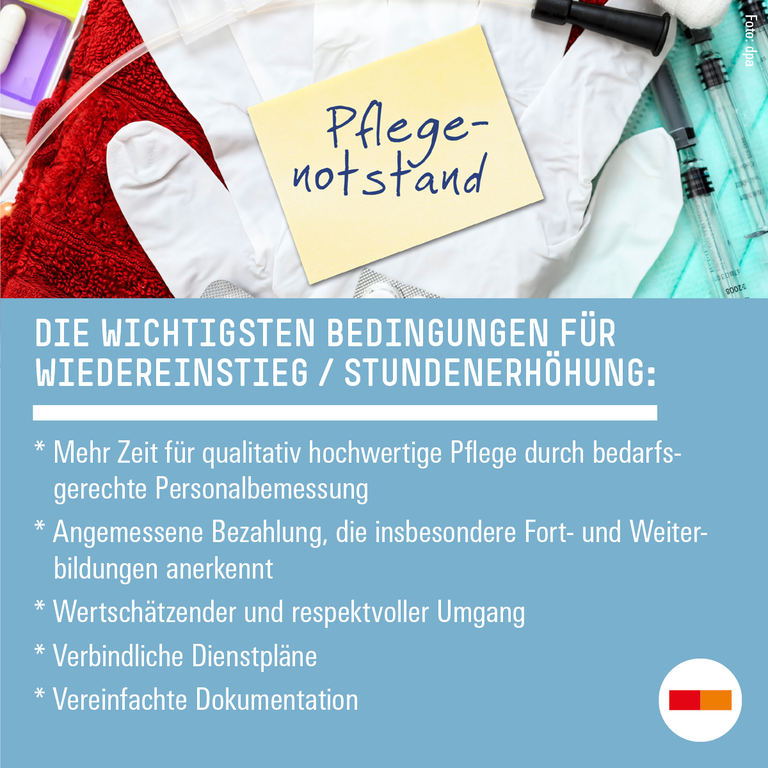 Die wichtigsten genannten Bedingungen für einen Wiedereinstieg / eine Stundenerhöhung in der Pflege