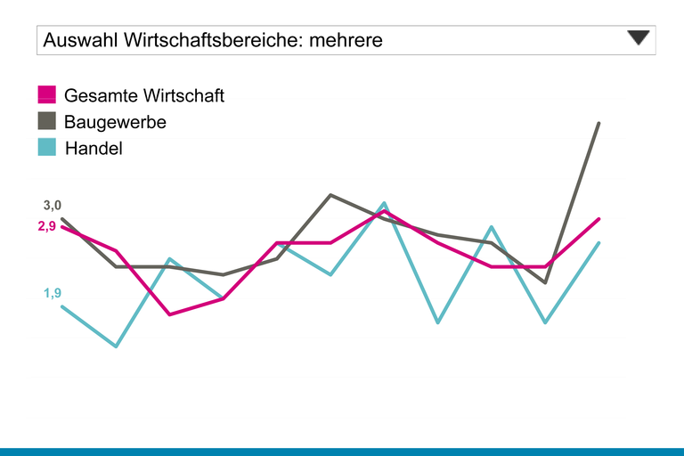 Beispiel für das Informationsangebot zu Tariferhöhungen nach Wirtschaftszweigen